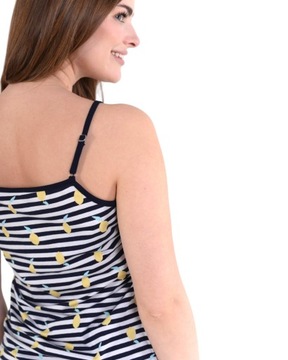 Piżama damska letnia koszulka na ramiączkach i szorty w paski cytryny M