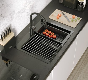 Черная телескопическая вставка для гранитной стальной раковины