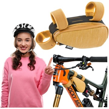 TORBA NA RAMĘ ROWEROWĄ SAKWA ROWEROWA ROZM S EVOC BEŻOWA ZAMEK BŁYSKAWICZNY