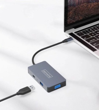 АДАПТЕР-ХАБ Адаптер-разветвитель 5 В 1 USB-C 3.1 2x HDMI 4K VGA USB 3.0