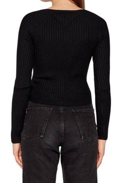 Sweter damski Tommy Jeans czarny rozpinany