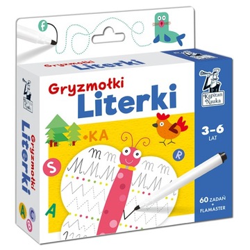 LITERKI. GRYZMOŁKI. NAUKA LITER. RYSOWANIE + FLAMASTER. KAPITAN NAUKA