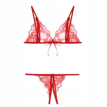 Czerwona SEKSOWNA bielizna EROTYCZNA Plus Size MAJTKI DAMSKIE Z DZIURKĄ