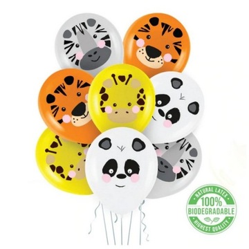 Balony zwierzątka 30cm 8szt zoo safari lew żyrafa