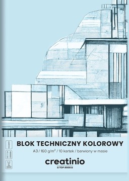 BLOK TECHNICZNY z KOLOROWYMI kartkami A3 10 ARKUSZY Creatinio 10 SZTUK