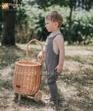 Плетеная корзина для игрушек, натуральная коляска + кисточки.