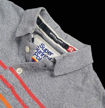 SUPERDRY FIRMOWA SZARA MĘSKA KOSZULKA POLO - XL