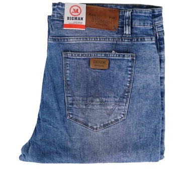 SPODNIE DŻINSOWE MĘSKIE JEANS NIEBISKIE DUŻE W42 L32 PAS PAS 108-116 CM