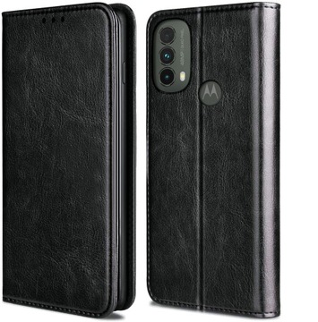 Etui SKÓRZANE MAGNES +SZKŁO do MOTOROLA E32 / E32S