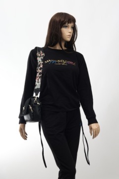 ЧЕРНАЯ ЖЕНСКАЯ СУМКА EGO С ЦВЕТНЫМИ РЕМЕНЬМИ НА ПЛЕЧЕ