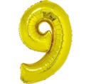 Balon foliowy Cyfra 9 złota, 92 cm