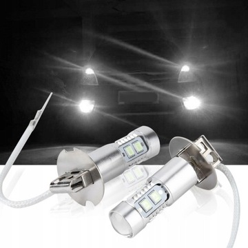 2X СВЕТОДИОДНЫЕ ЛАМПЫ ДЛЯ ФАР H3 100 Вт 1200 ЛМ 8000 К