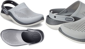 KLAPKI MĘSKIE CROCS LITERIDE CZARNO SZARE CHODAKI LEKKIE ROZMIAR 48-49