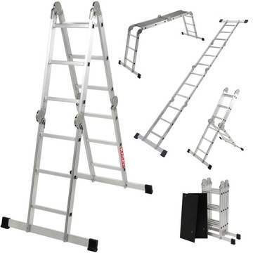 DRABINA ALUMINIOWA WIELOFUNKCYJNA PRZEGUBOWA 4x3 MOCNA + PODEST 150kg