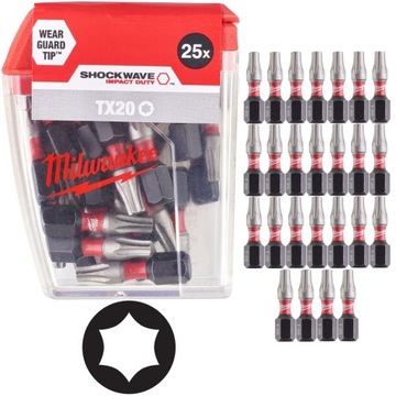 MILWAUKEE ZESTAW BITÓW UDAR TORX TX20 25mm 25el