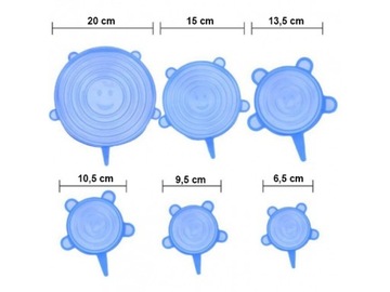КРЫШКИ СИЛИКОНОВЫЕ УНИВЕРСАЛЬНЫЕ ДЛЯ ПИЩЕВЫХ, БЕЗТЕЧНЫЕ, ПРОЧНЫЕ, 6 ШТ.