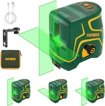 Poziomica Laserowa Laser Krzyżowy 45M Zielony Samopoziomująca POPOMAN
