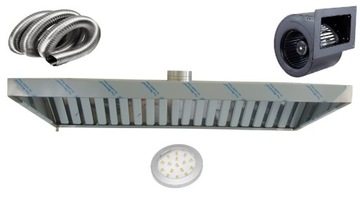 Okap Gastronomiczny Skośny w górę 170x70x40 Filtry Turbina Oświetlenie LED