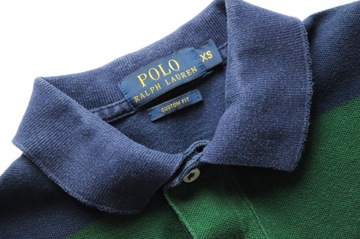 POLO RALPH LAUREN Polo w paski granat zieleń XXS