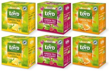 Ekspresowa Herbata Zielona Malina Raspberry Green Tea 20 Priamidek LOYD