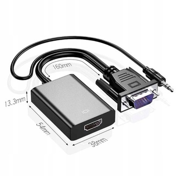 КАБЕЛЬ-АДАПТЕР VGA-HDMI АУДИОКАБЕЛЬ FULL HD D-SUB + DSUB