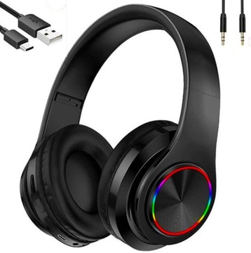 Słuchawki bezprzewodowe BLUETOOTH MIKROFON RGB