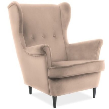 Fotel Lord Velvet Beżowy Bluvel 28 Wenge Salon