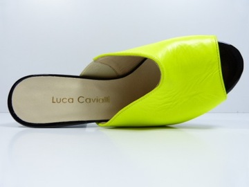 Klapki damskie Luca 37 eleganc skórzane lemonfluo