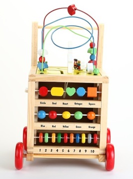 ДЕРЕВЯННЫЕ ХОДКИ PUSH ОБРАЗОВАТЕЛЬНЫЙ КУБ 6в1 часы-мула деревянные кубики