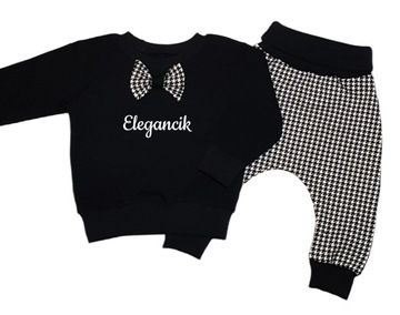 Dres Elegancik bluza + spodnie baggy w pepitkę 86