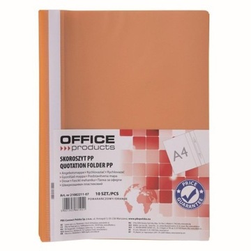SKOROSZYT A4 PP POMARAŃCZOWY (10SZT), OFFICE