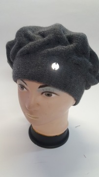beret popielaty pleciony