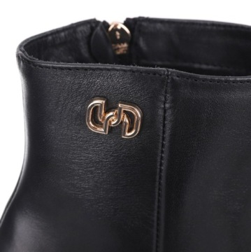 Женские кожаные ботинки Simen 6389A ЧЕРНЫЙ/ЗОЛОТОЙ тёплая кожа S.40