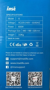 Проводной вертикальный ручной пылесос INSE I5 18 кПа, 600 Вт, синий