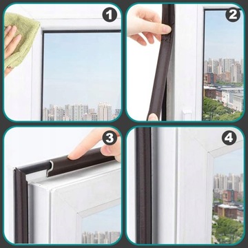 Уплотнитель для дверей, окон, рам, самоклеящаяся лента для уплотнения окон, 4м.