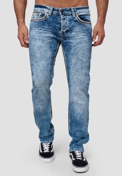 Jeansy Spodnie Jeansowe Denim Regular Gruba Nić