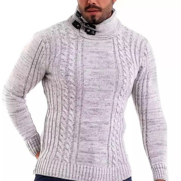 Мужской толстый теплый шерстяной свитер с высоким воротником