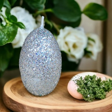 Свеча пасхальная DIAMOND EGG яйцо СЕРЕБРЯНОЕ 9 см Glamour Glitter