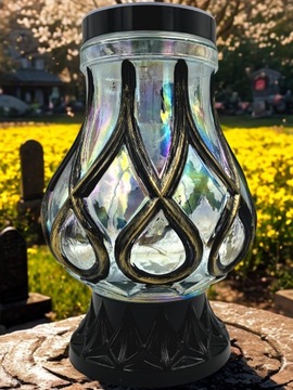 PIĘKNY DUŻY ZNICZ SOLARNY FOTOWOLTAICZNY LAMPION ŚLICZNE ZDOBIENIE 28CM!