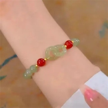 Imitation Hetian Jade Ping An Clasp Bracelet Light Luxury Elegant Hand