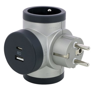 Rozgałęźnik obrotowy 2x2P+Z z USB Legrand 049439