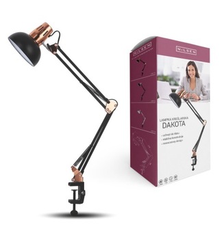 LAMPKA Biurkowa KREŚLARSKA E27 DAKOTA Czarna Miedź