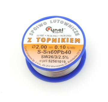 CYNA SPOIWO LUTOWNICZE Z TOPNIKIEM 2mm CYNEL 100g