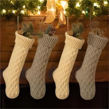 2 шт РОЖДЕСТВЕНСКИЙ НОСОК для камина БЕЛЫЙ ЭКРЮ подарки 21см * 46см