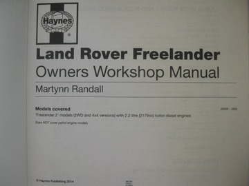 Land Rover Freelander 2 2006-2014 ремонтная книга 2.2L Дизель HAYNES