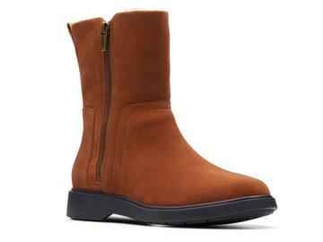 Kozaki Clarks Un Elda Mid brązowe skórzane 37
