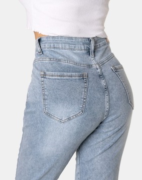 Duże Spodnie Jeansy Damskie Niebieskie Dżinsy MOM FIT Wysoki Stan 6699 W46