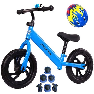 Rowerek biegowy balansowy dla dzieci + kask, ochraniacze, dzwonek rowerowy