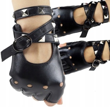 Черные кожаные перчатки, целующиеся панковские варежки.