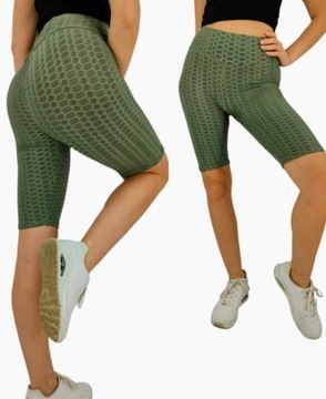 SPODENKI PUSH UP karbowane Kolarki legginsy MIEGO rozmiar S/M ZIELONE